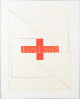 Nádler István (1938-): Geometrikus kompozíció, 1978 (cím nélkül). Szitanyomat, papír, jelzett. Üvegezett keretben. Néhány apró, alig észlelhető folttal. 64x48 cm. / serigraphy on paper, signed, framed.