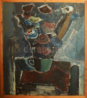 Angyalföldi Szabó Zoltán (1929-2014): Csendélet, 1974. Olaj, farost, jelezve balra lent. Hátoldalán korabeli címkén magyar és orosz nyelven feliratozott. Apró felületi sérülésekkel. Fakeretben, 138×123 cm KIZÁRÓLAG SZEMÉLYES