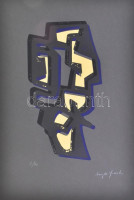 Frank Magda (1914-1997): Kompozíció sárgával. Szitanyomat, papír, jelzett, számozott (2/40), 33x18 cm