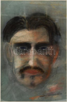 Szervátiusz Jenő (1903-1984): Önarckép, 1946. Pasztell, papír, jelzés nélkül, 46×30 cm. Proveniencia: Banner Zoltán (1932-) művészettörténész, író gyűjteményéből. Üvegezett fakeretben. / Szervátiusz Jenő (1903-1984): Self