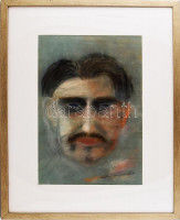 Szervátiusz Jenő (1903-1984): Önarckép, 1946. Pasztell, papír, jelzés nélkül, 46×30 cm. Proveniencia: Banner Zoltán (1932-) művészettörténész, író gyűjteményéből. Üvegezett fakeretben. / Szervátiusz Jenő (1903-1984): Self