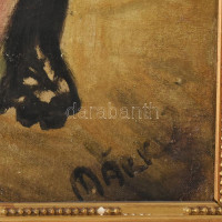 Márk Lajos (1867-1940): Dáma fotelben (vázlat). Olaj, vászon, kartonon jelezve jobbra lent. Proveniencia: Orosz Péter, a 2007-ben megjelent Márk Lajos kötet szerzőjének és családjának gyűjteményéből. Dekoratív, kissé sérült