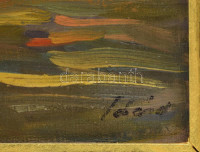 Schéner Mihály (1923-2009): Városliget, 1977. Olaj, vászon. Jelzett. Hátoldalán autográf ajándékozási bejegyzéssel. Fakeretben. 53x44 cm