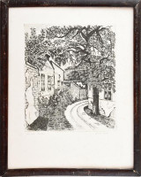 Bencze Klára (1925-): Öreg utca. Rézkarc, papír, jelzett, számozott (1986/XCIII), kissé foltos, fakeretben, 30×24,5 cm