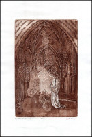 Bella Rózsa (1951-): Árpádházi Szent Erzsébet. Akvatinta, papír, jelzett, számozott EE2., 28,5x18,5 cm