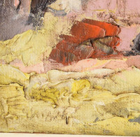 Bereznyei István (1951): Alattyáni részlet. Olaj, vászon, farostra kasírozva. 30x42 cm Keretben.