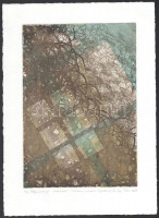 Csikós Tibor (1957-): 'Folyamatrajz ablakkal'. Rézkarc, metszés, repesztés, papír, jelzett, művészpéldány EA jelzéssel, 24x17 cm
