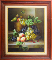 Czinege Zsolt (1964-): Csendélet. Olaj, vászon, jelzett. Dekoratív fakeretben a kereten minimális sérüléssel. 65x50 cm