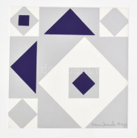 Cacciola, Enzo (1945 - ): Geometrikus kompozíció (cím nélkül), 1971. Szitanyomat, papír, jelzett. Paszpartuban. 19,5x19,5 cm. / serigraphy on paper, signed, in passepartout