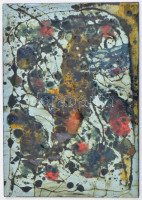 Dukai Zsófia (?-): Portré és absztrakt kép (cím nélkül, kétoldalas mű). Tűzzománc, fémlemez, jelzés nélkül, 15x10 cm