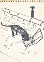 D. Borbély Gizella (1920-198?): Vázlatfüzet razokkal, feljegyzéssekkel, saját versekkel, 1971. Egyes lapok a hátoldalukon jelzettek. 18x24 cm