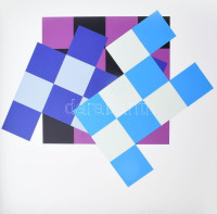 Viktor Hulik (1949-): Geometrikus kompozíció (cím nélkül), 2003/2021. UV-print, papír, jelezve középen jobbra lent. Lapméret: 50x40 cm. Egyedi, gyűjtői darab! / Viktor Hulik (1949-), Slovakian artist: Untitled, 2003/2021. UV-print on