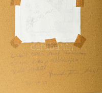 Hercsuth Ferenc (1942-): Szentendrei részlet. Monotípia, papír, jelzett, hátoldalán autográf felirattal. Paszpartuban. 19×13 cm.