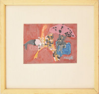 Iványi Katalin (1924-2009): Bohóc. Olaj, papír, jelzett 12x16 cm Keretben