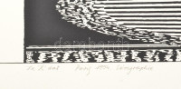 Joseph Kádár (1936-2019): 'L'Horizontalisme', 1994. Szitanyomat, papír, jelzett. 19/100 számozással. 22x85 cm margón a képet nem érő gyűrődéssel