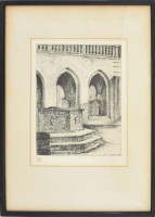 Kaveczky Zoltán (1897-1965): Visegrádi vár belseje. Rézkarc, papír, jelzett. Üvegezett fakeretben, 19,5×15 cm