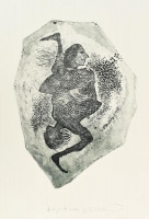 Kő Boldizsár (1969-): Pajzs. Akukarc, papír, jelzett, 3/3 számozással. 33,5x25 cm