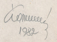 Koppány Frigyes (?-?): Geometrikus formák, 1982. Filctoll, papír, jelzett, kartonra kasírozva. 12x12 cm