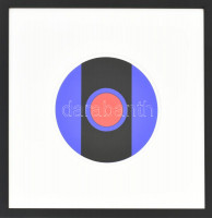 Alexander Liberman (1912-1999): Kompozíció körrel (cím nélkül). Szitanyomat, papír, jelzés nélkül, Galerie Denise René kiadása 1964, üvegezett fakeretben, d: 17 cm / serigraphy on paper, unsigned, edited by Galerie Denise René 1964,