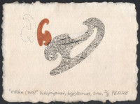 Marosán Ferenc (?-2015): 'Haiku (folt)', 2000. Indigónyomat, tojáslevonat, merített papír, jelzett, számozott: I/III. 14x19 cm