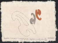 Marosán Ferenc (?-2015): 'Haiku (vonal)', 2000. Indigónyomat, tojáslevonat, merített papír, jelzett, számozott: III/III. 15x17 cm