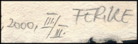 Marosán Ferenc (?-2015): 'Haiku (vonal)', 2000. Indigónyomat, tojáslevonat, merített papír, jelzett, számozott: III/III. 15x17 cm