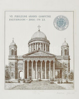 Molnár Gabriella (1940-): Bazilika, Esztergom. Rézkarc, papír, jelzett, számozott (59/120), 25×22 cm