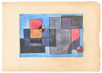 Nagy Lajos (?-), XX. közepe: Geometria. Akvarell, papír. Jelzett a paszpartun. 27x40cm