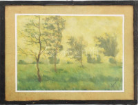 Nyáregyházi báró Nyáry Pál (?-?): Viharos táj. Akvarell, papír. Jelezve jobbra lent. Üveg mögött. 14,5x20,5 cm