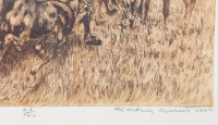 Rádóczy Gyarmathy Gábor (1943-): Kanca csikóval. Rézkarc, papír. Jelzett. Számozott (41/100). 27,5×39 cm. Üvegezett fakeretben.
