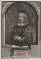 August Pfeiffer (1640-1698) protestáns teológus rézmetszető portréja, Paszpartuban 15x21 cm / Copper plate engraving. XVIII. sz.