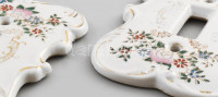 Kalk német porcelán kapcsoló előlap, 2 db, jelzett, matricás, kopásnyomokkal, hajszálrepedéssel, 13×9 cm