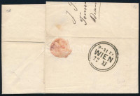 1862 15kr erős elfogazással távolsági levélen 'TEMESVÁR B. H.' -Wien