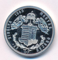 DN 'Magyarok Kincstára - Ferenc József 1 forint, 1868' ezüstözött rézötvözet utánveret tanúsítvánnyal, kapszulában (32mm) T:PP patina