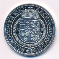 DN 'Magyarok Kincstára - II. Mátyás, 5 tallér, 1610' ezüstözött rézötvözet utánveret, kapszulában, tanúsítvánnyal (42mm) T:PP