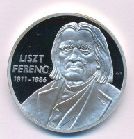 ifj. Szlávics László (1959-) 2011. 'Nagy Magyarok / Liszt Ferenc' ezüstözött Cu emlékérem tanúsítvánnyal (40mm) T:PP
