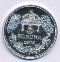 DN 'Királyi koronák - II. Béla / 5 korona 1909' Ag emlékérem tanúsítvánnyal (20g/0.999/38,61mm) T:PP patina