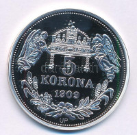 DN 'Királyi koronák - V. Ferdinánd / 5 korona 1909' Ag emlékérem tanúsítvánnyal (20g/0.999/38,61mm) T:PP patina