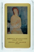 DN 'A világ leghíresebb festményei / Amedeo Modigliani 1884-1920. - Fiatal nő ingben 1918.' aranyozott, multicolor Cu emlékérem kapszulában (35x60mm) T:PP