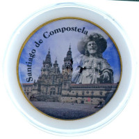 Spanyolország DN 'Santiago de Compostela' kétoldalas fém multicolor emlékérem kapszulában (40mm) T:UNCSpain ND 'Santiago de Compostela' double-sided metal multicolor medallion in capsule (40mm) C:UNC