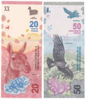 Argentína DN (2017-2020) 20P + 50P T:UNCArgentina ND (2017-2020) 20 Pesos + 50 Pesos C:UNCKrause P361, P363