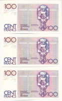 Belgium 1984-1986. 100Fr (3x) sorszámkövetők '13215475069 - 13215475071' T:AU Belgium 1984-1986. 100 Francs (3x) consecutive serials '13215475069 - 13215475071' C:AU