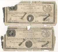 Franciaország / Rouen 1797-1803. 20Fr 'annulé (érvénytelen)' felülbélyegzéssel (2x) T:GFrance / Rouen 1797-1803. 20 Francs 'annulé (cancelled)' (2x) C:GKrause P#S245a