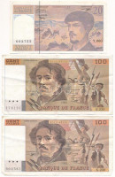 Franciaország 1993. 100Fr (2x) + 1997. 20Fr T:FFrance 1993. 100 Francs (2x) + 1997. 20 Francs C:F