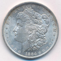 Amerikai Egyesült Államok 1884O 1$ Ag 'Morgan' T:AU,XF kis patina, kis ph.USA 1884O 1 Dollar Ag 'Morgan' C:AU,XF small edge error, small patinaKrause KM#110