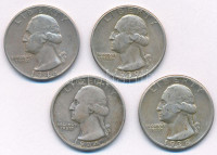 Amerikai Egyesült Államok 1934-1946. 1/4$ Ag 'Washington quarter' (4x) T:VFUSA 1934-1946. 1/4 Dollar Ag 'Washington quarter' (4x) C:VFKrause KM#164