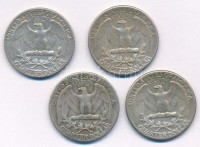 Amerikai Egyesült Államok 1934-1946. 1/4$ Ag 'Washington quarter' (4x) T:VFUSA 1934-1946. 1/4 Dollar Ag 'Washington quarter' (4x) C:VFKrause KM#164