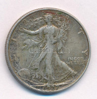 Amerikai Egyesült Államok 1937. 1/2$ Ag 'Walking Liberty' T:XF patinaUnited States of America 1937. 1/2 Dollar Ag 'Walking Liberty' C:XF patinaKrause KM#142