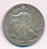Amerikai Egyesült Államok 1937. 1/2$ Ag 'Walking Liberty' T:VF patinaUnited States of America 1937. 1/2 Dollar Ag 'Walking Liberty' C:VF patinaKrause KM#142