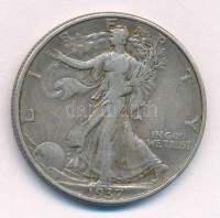 Amerikai Egyesült Államok 1937. 1/2$ Ag 'Walking Liberty' T:VF patinaUnited States of America 1937. 1/2 Dollar Ag 'Walking Liberty' C:VF patinaKrause KM#142